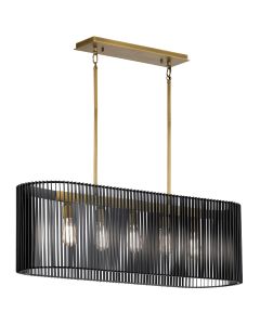 Linara 5 Light Linear Chandelier - Black & Natural Brass