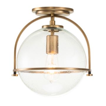 Somerset 1 Light Flush - Clear and Heritage Brass