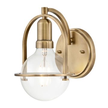 Somerset 1 Light Wall Light - Clear and Heritage Brass