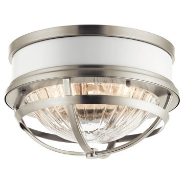 Tollis 2 Light Flush - Brushed Nickel & White