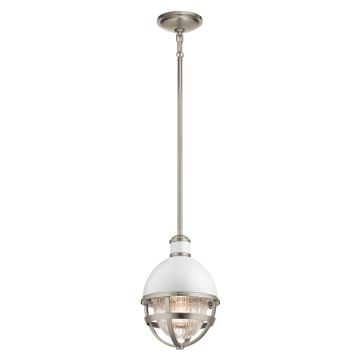 Tollis 1 Light Mini Pendant - Brushed Nickel & White