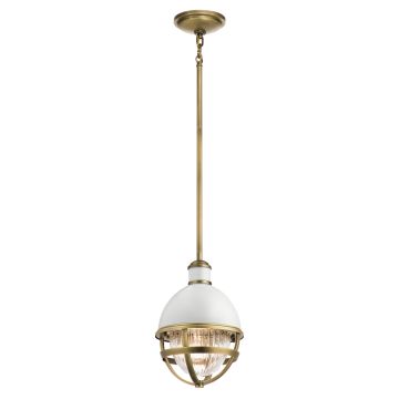 Tollis 1 Light Mini Pendant - Natural Brass & White