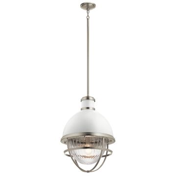 Tollis 1 Light Pendant - Brushed Nickel & White