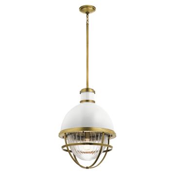 Tollis 1 Light Pendant - Natural Brass & White
